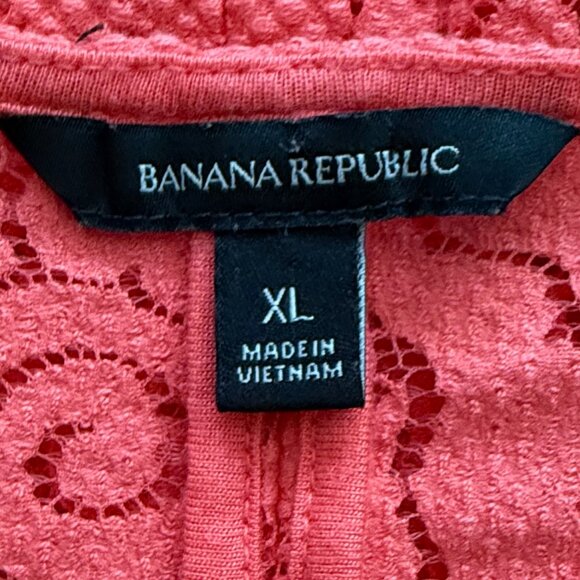 Banana Republic Lace Flutter Sleeve Coral‎ Top Size XL - Picture 8 of 8
